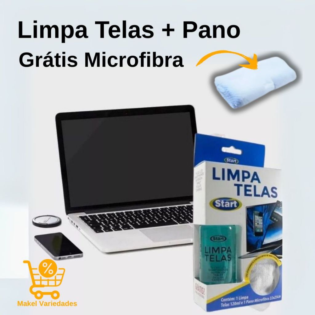Limpa Telas Kit Start 120ml mais Pano Microfibras 