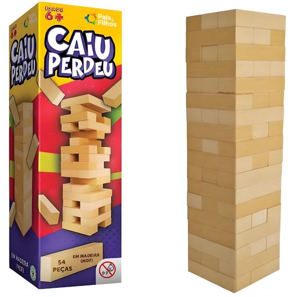 Jogo Caiu Perdeu Jogo Torre Madeira 54 Peças Dese