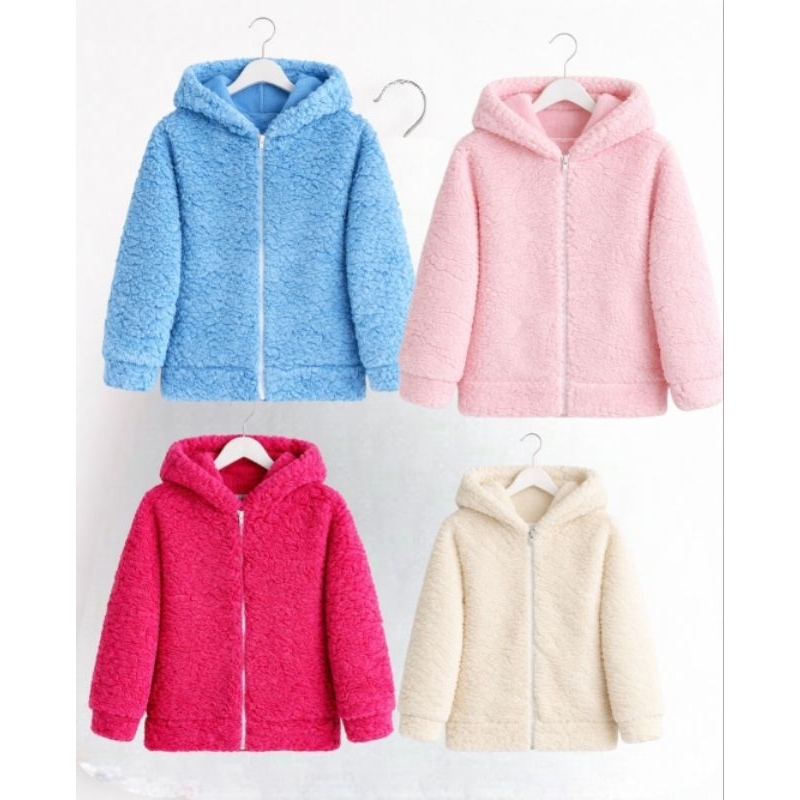 casaco Teddy infantil e juvenil pelinho com ziper 