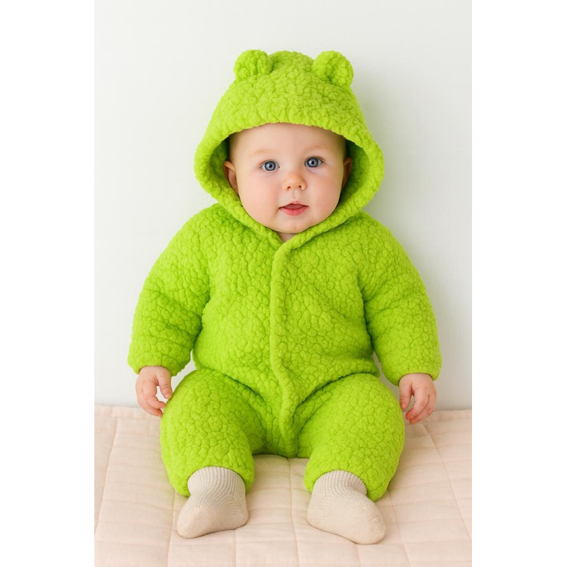 Macacão Bebê Carapinha peluciado com Capuz e Ore