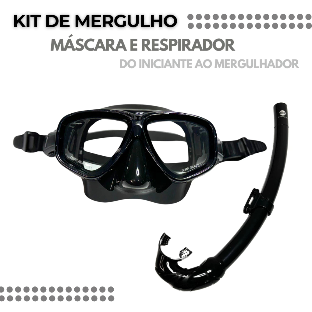 Kit Mergulho Máscara Respirador Snorkel Adulto Na