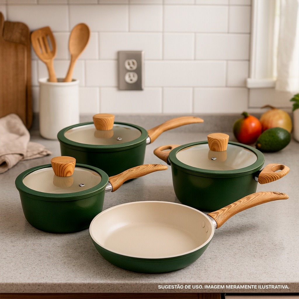 Jogo de Panelas 4 Peças Antiaderente Cerâmica Co