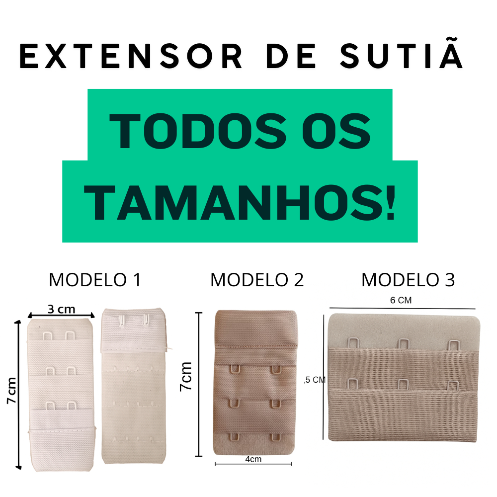 KIT 3 UNIDADES EXTENSOR DE SUTIÃ TODOS OS TAMANHO