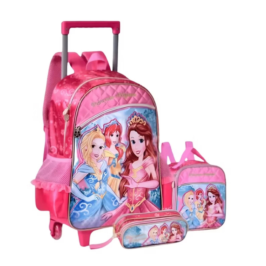 Kit de Mochila Princesas de Rodinha Lancheira e Es