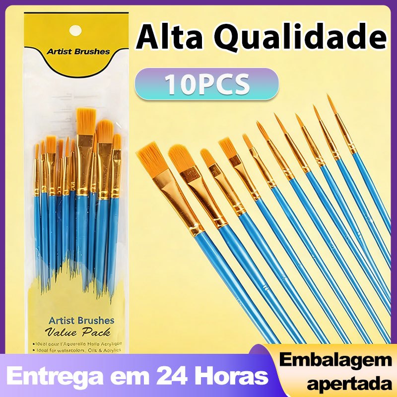 Conjunto De Pincéis Profissionais De 10 Peças-De