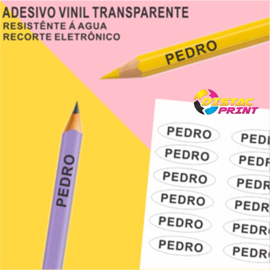 120 Etiquetas Adesivas Escolar Lápis em Vinil TRA