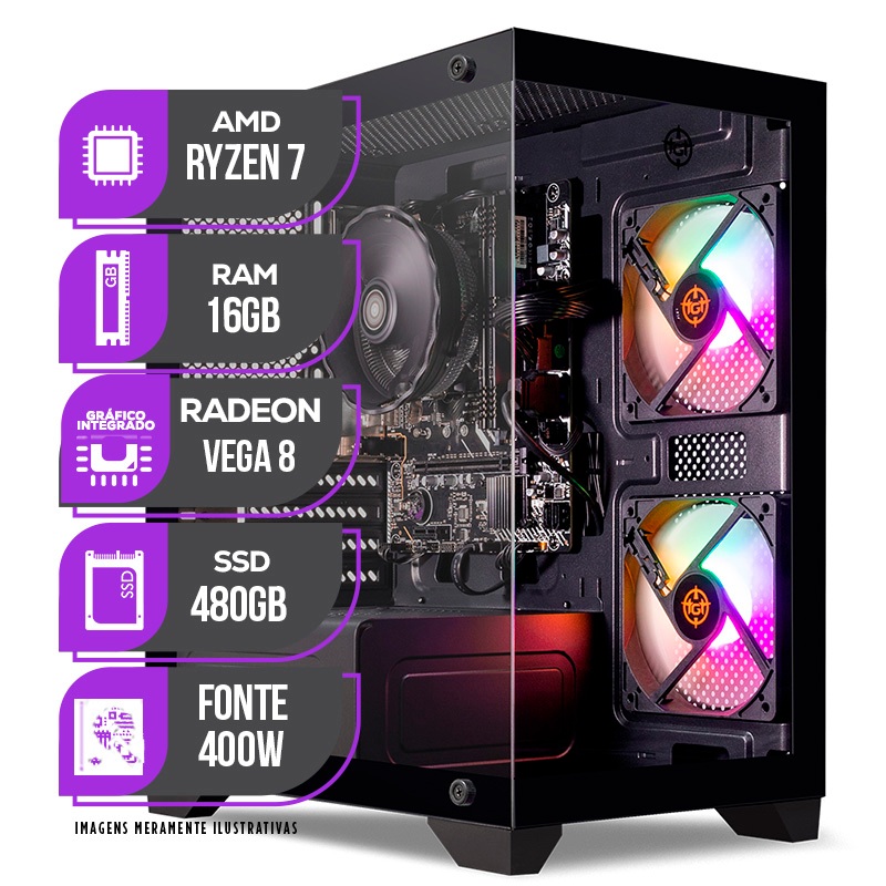 PC Gamer Mancer, AMD Ryzen 7 5700G, Vega 8, 16GB D