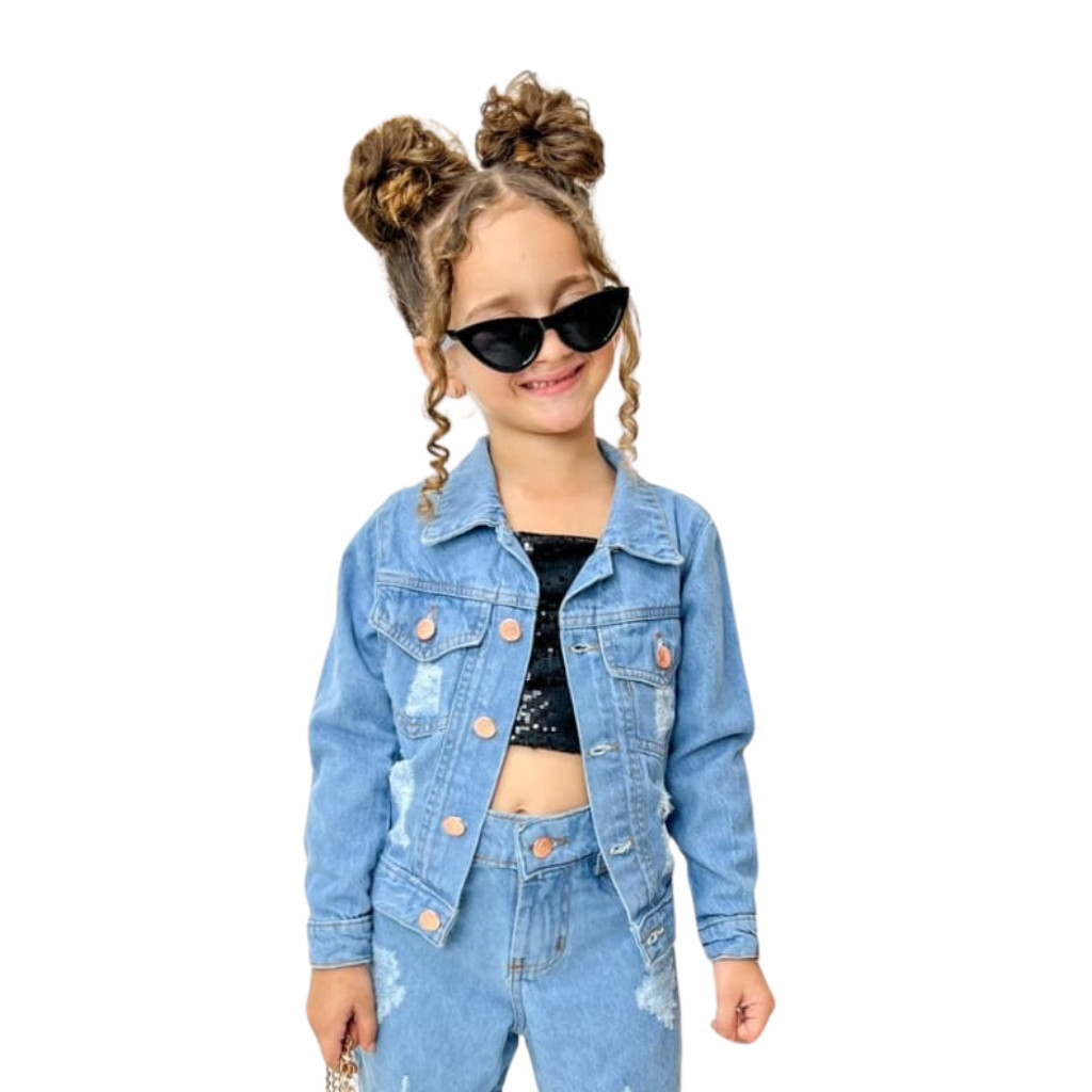 Jaqueta Jeans Infantil Menina Moda Fashion Crianç