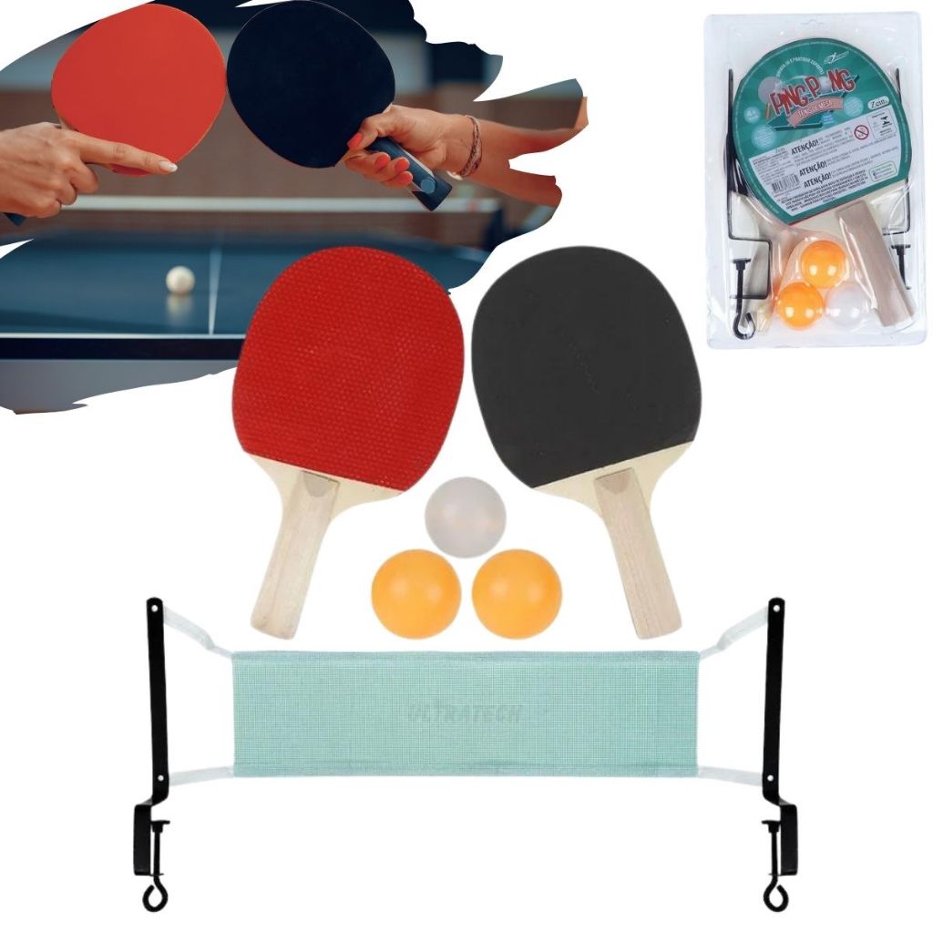 Kit Ping Pong Tenis De Mesa 2 Raquetes 3 Bolas Sup