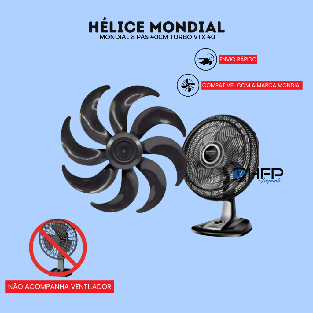 Hélice Para Ventilador Mondial 8 Pás 40cm Turbo 