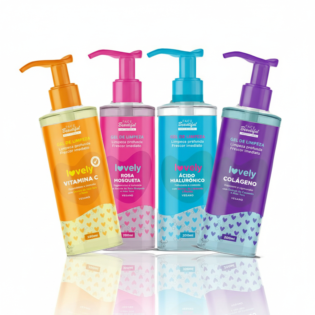 Kit 4 Gel de Limpeza Facial Maquiagem para festa d