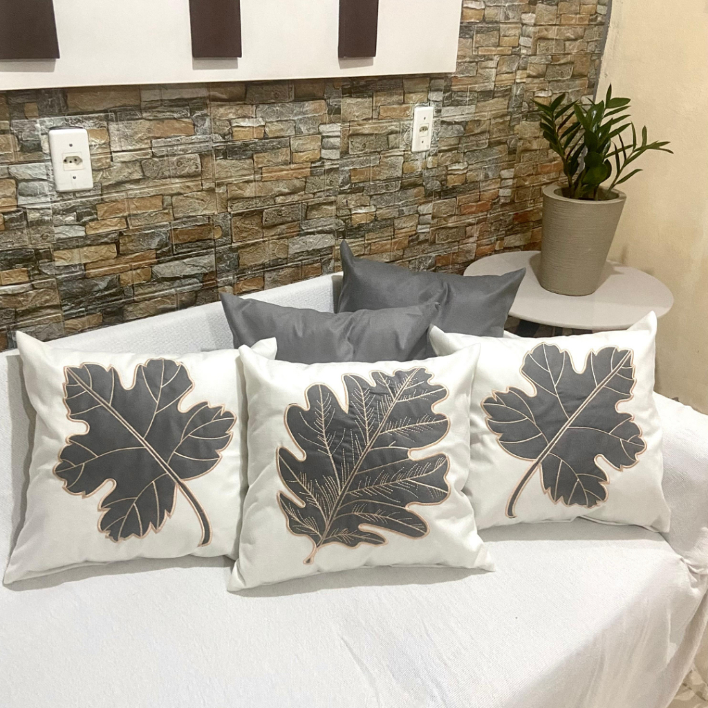 Kit de Capa de Almofada Bordada Suede Aplicada Dec