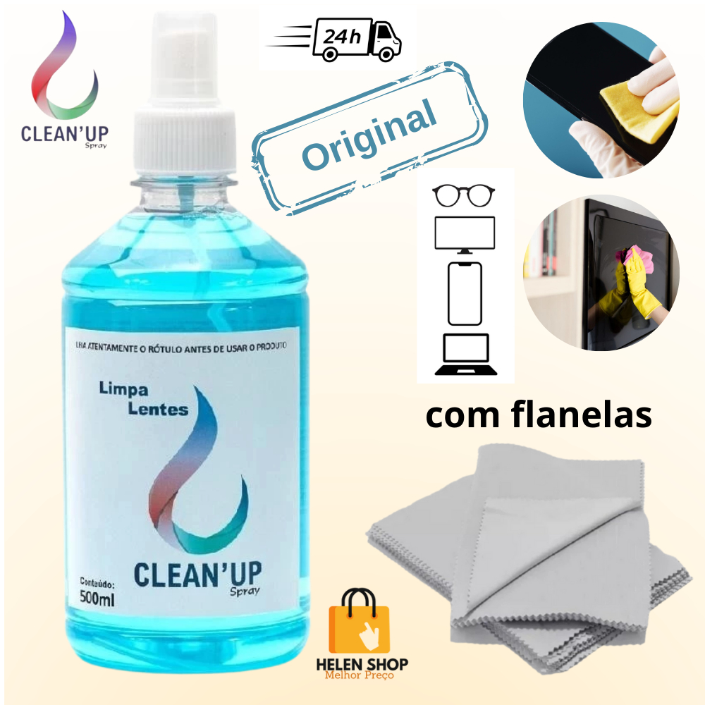 Limpa lentes 500ml com flanela mágica para oculos