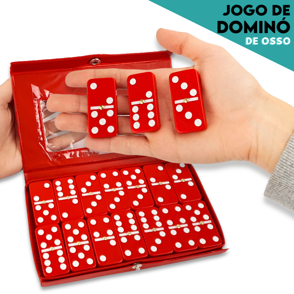 Dominó Profissional Vermelho com Pedras Grandes