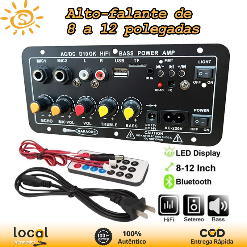 Placa Amplificadora Digital 110/220V 12V, 2 Microf