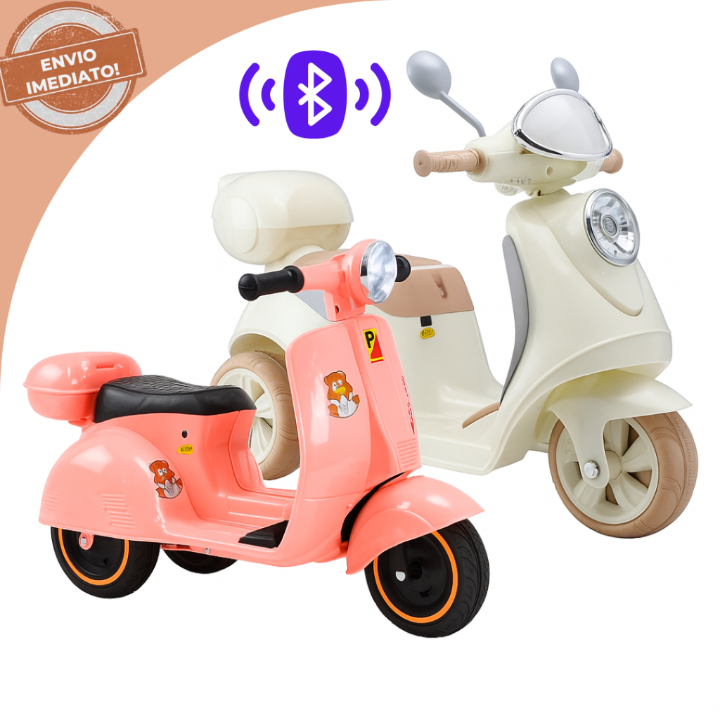 Moto Elétrica Infantil Scooter 6V Com Bluetooth, 
