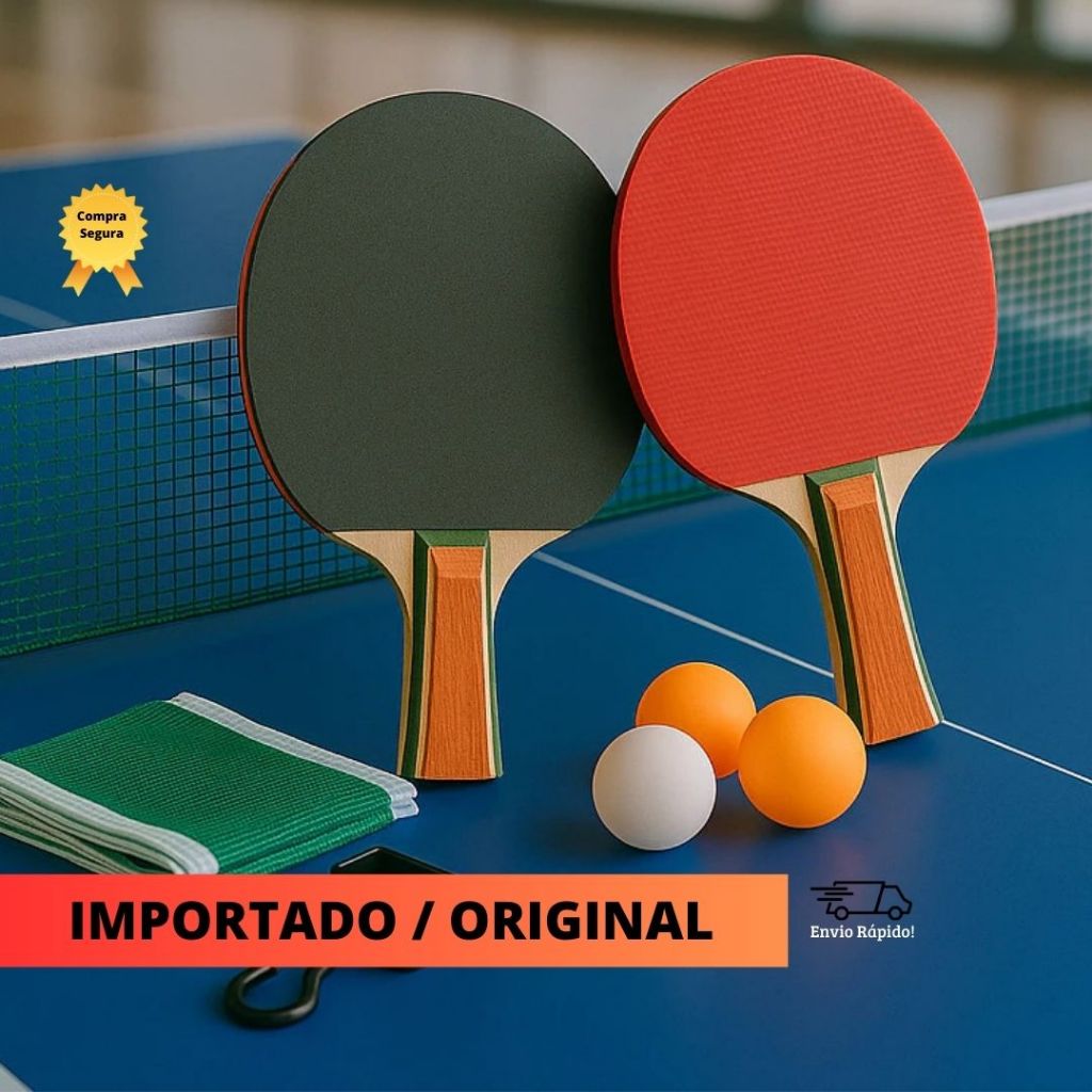 Kit Ping Pong 2 Raquete 3 bolinhas e rede tênis d