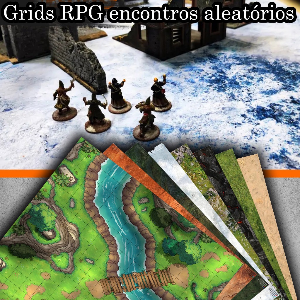 Grids Battlemap encontros aleatórios em tecido pa