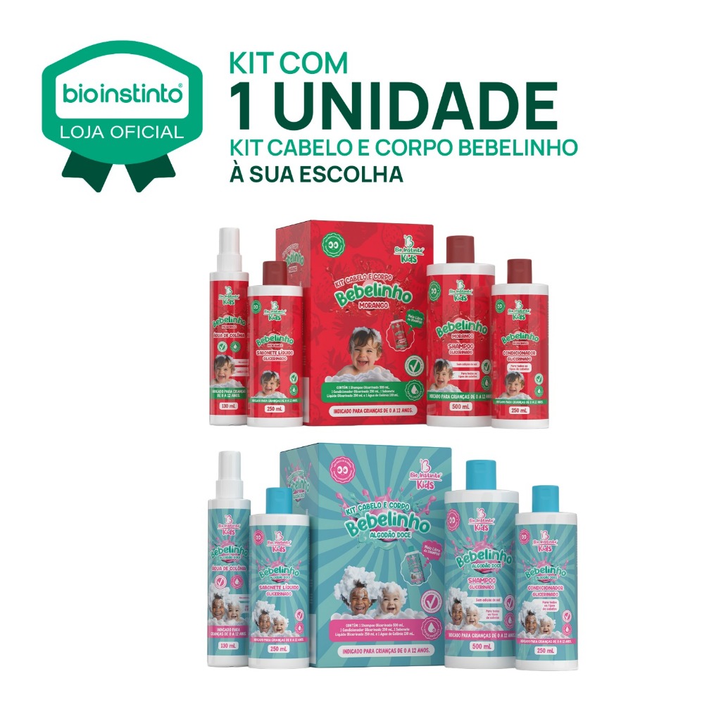 01 Kit Cabelo e Corpo Infantil Bebelinho Shampoo C