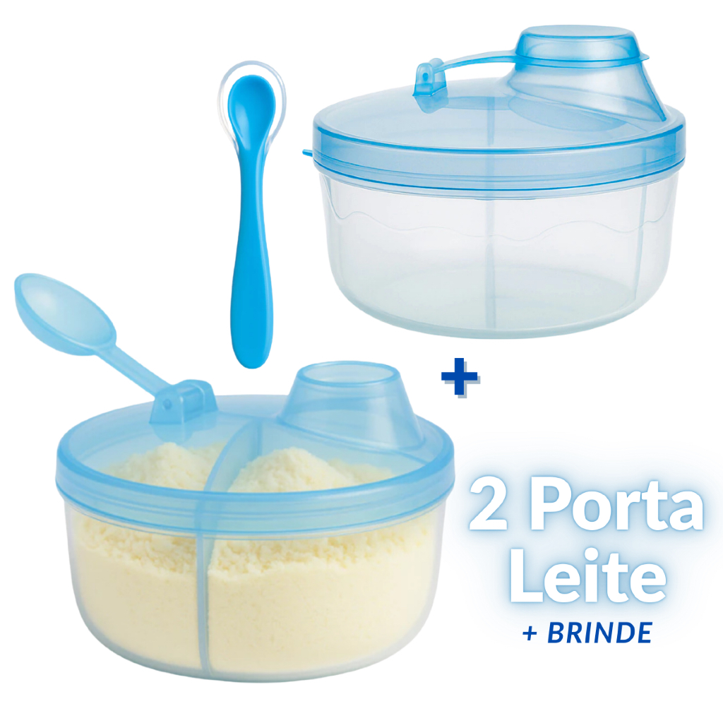 Kit 2 Porta Leite em Pó Para Bebê + Colher de Si