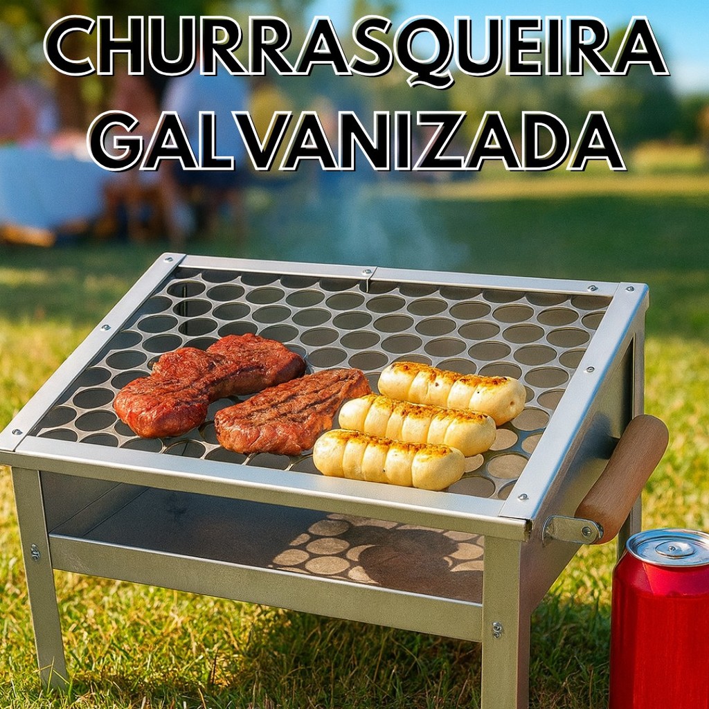 Churrasqueira Galvanizada Com Grelha Portátil Aç