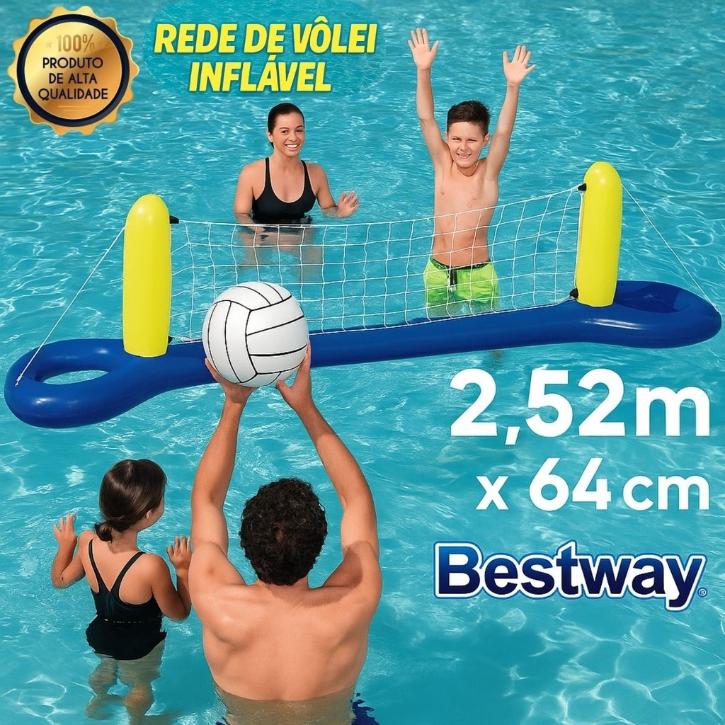 Rede de Vôlei Para Piscina Praia Com Bola e Rede 