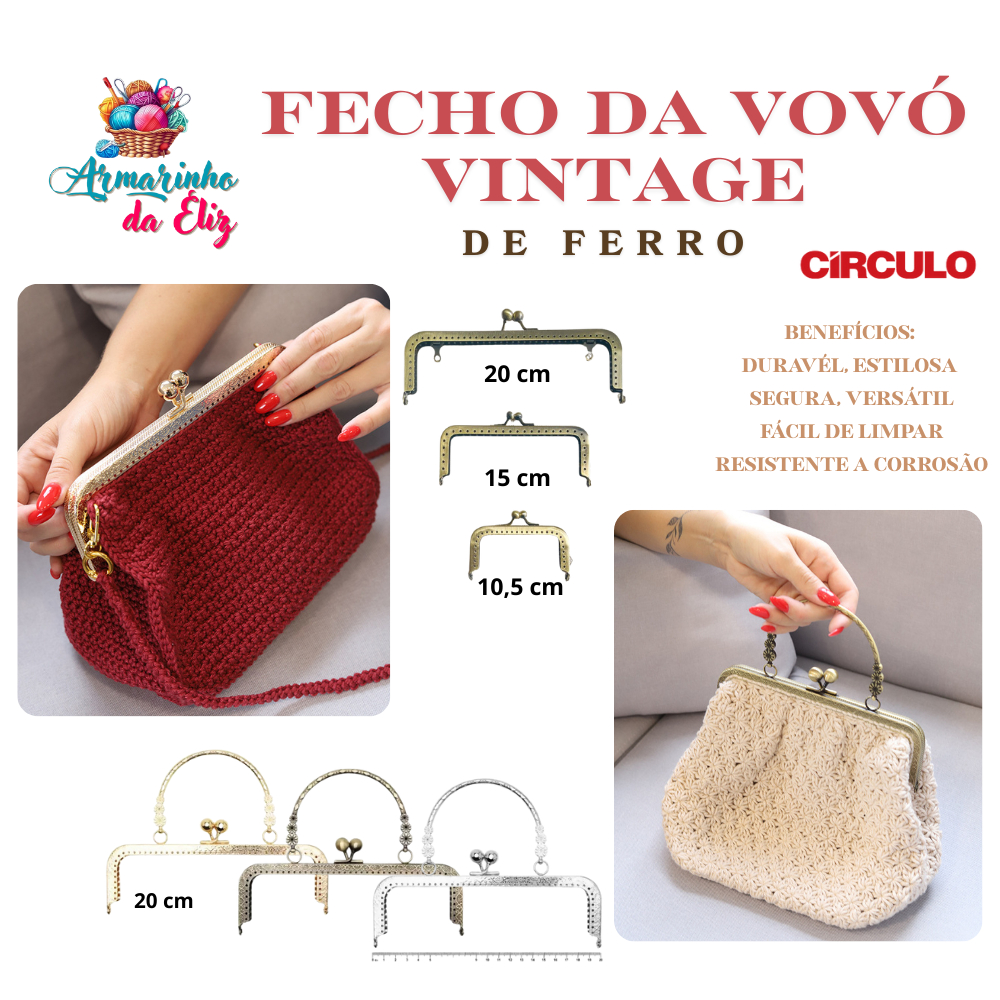 Fecho/Alça da Vovó Vintage Circulo  Durável, Ch