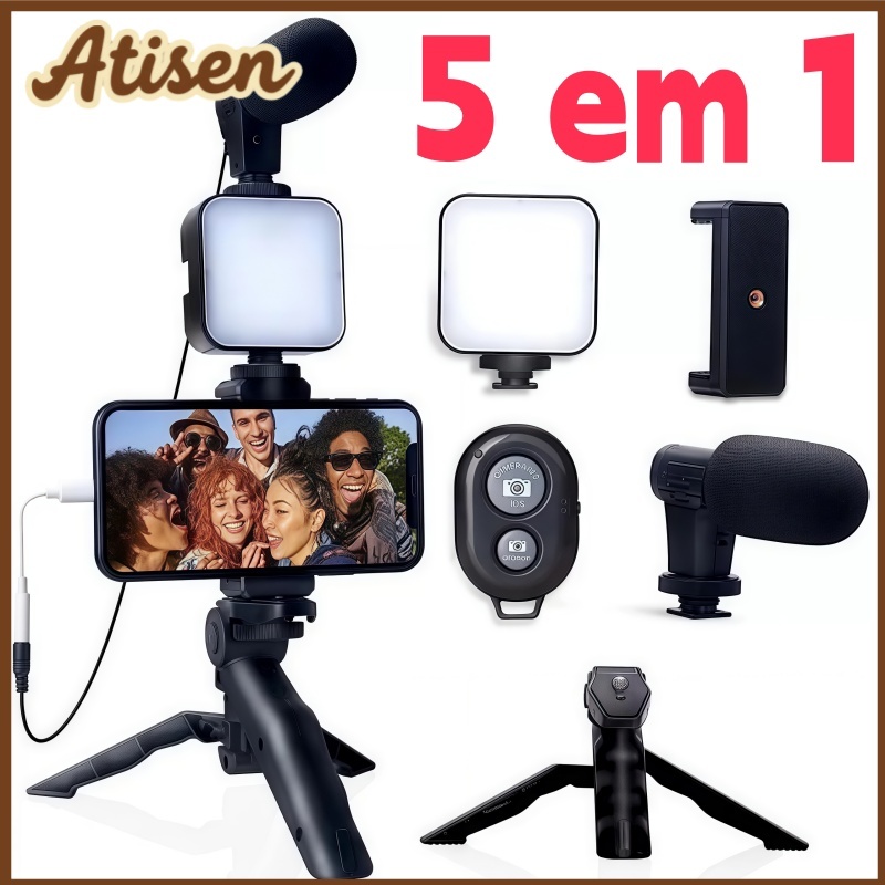 Kit 5 Tripé Estabilizador de Mão Gimbal Microfon