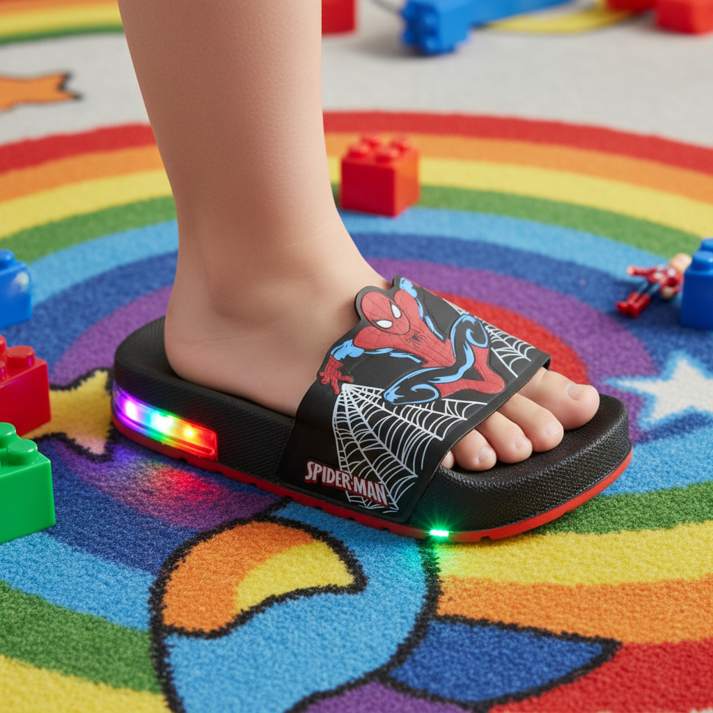 Chinelo Slide Homem Aranha Infantil LED Confortáv