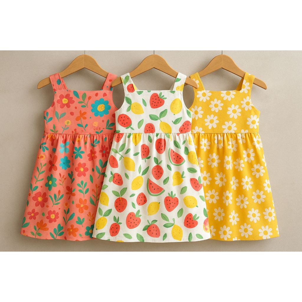 Conjunto com 2 Vestidos Infantis  Algodão Macio e