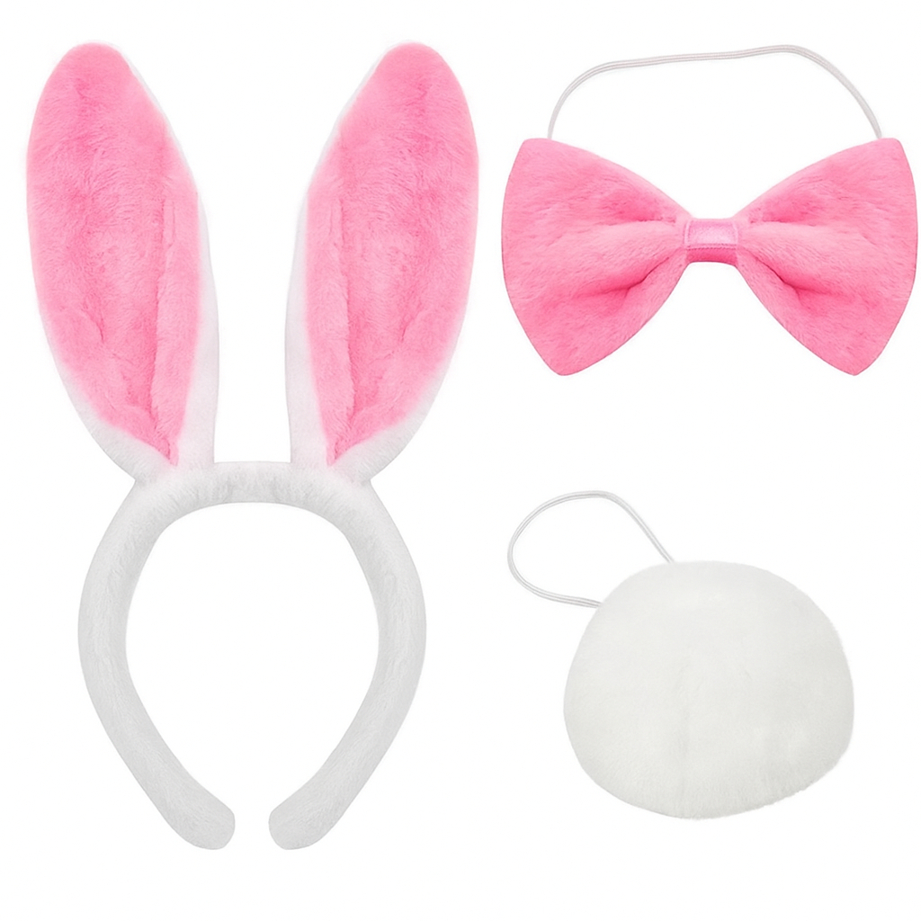 Kit  Tiara Arco De Coelho Com Rabinho e Gravata Fe