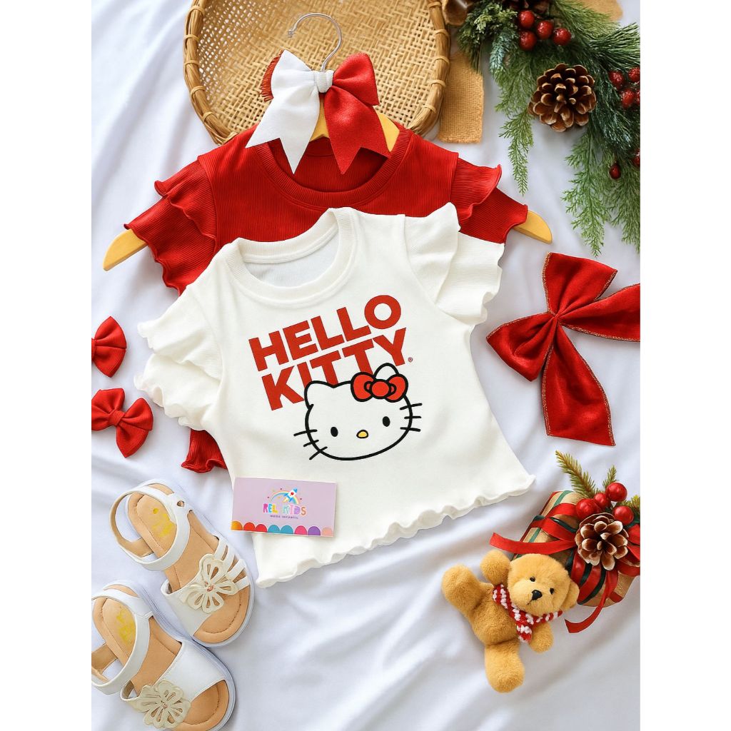 Cropped Infantil Menina Hello kitty Natal Manga Du