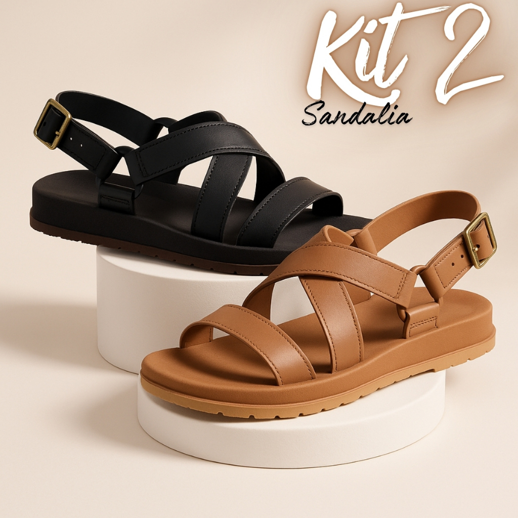 Kit 2 Pares Sandália Papete Feminina Birken Anat�