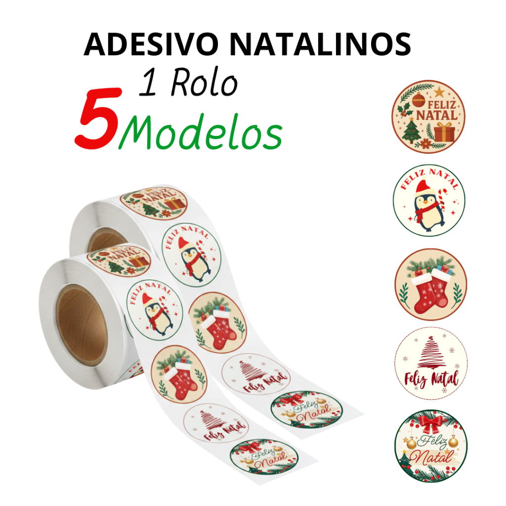 250 Adesivos Fofos de Natal | Modelo Feliz Natal |