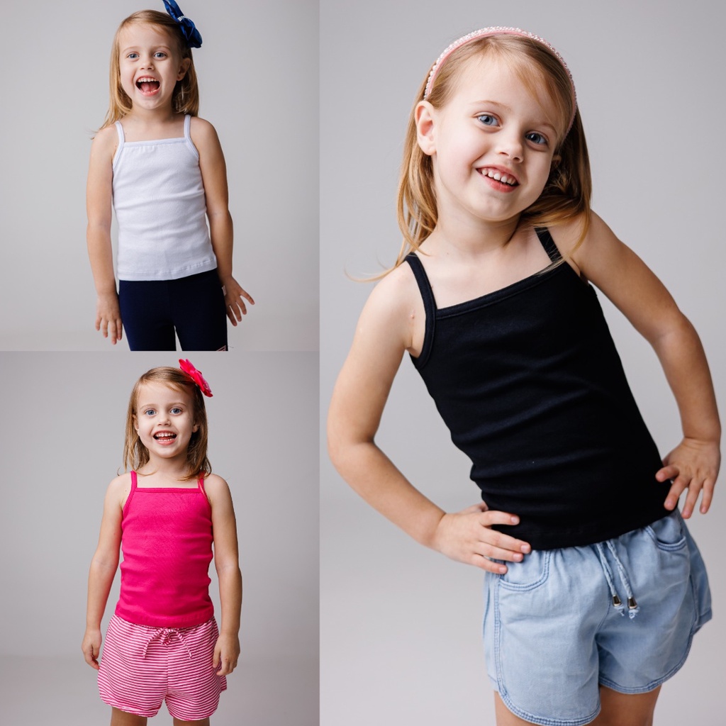 Kit com 3 Blusas de Alcinha INFANTIL Para Menina d