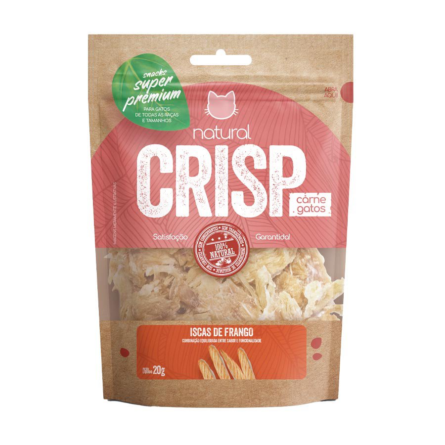 Petisco Natural Crisp Carne Iscas de Frango para G