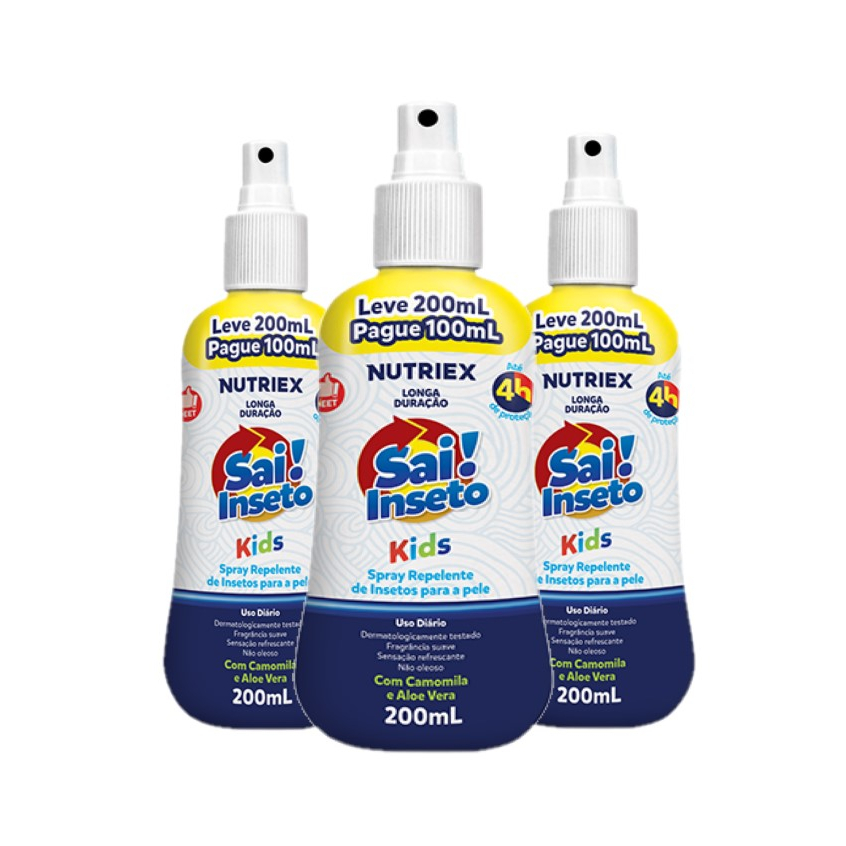 Kit 3 Repelentes Infantil Spray Sai Inseto Kids 4h