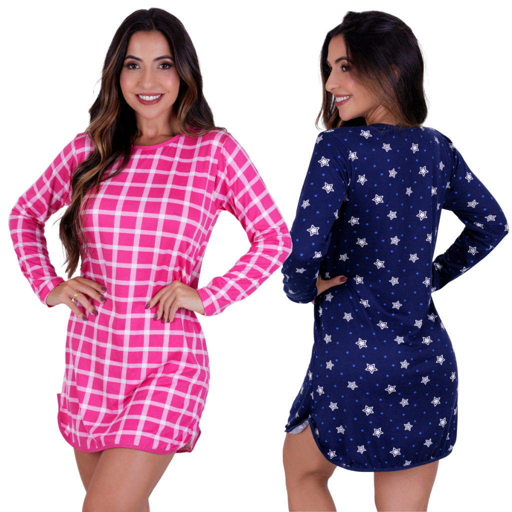 Camisola Virginia Manga Longa Suede Noite Pijama I