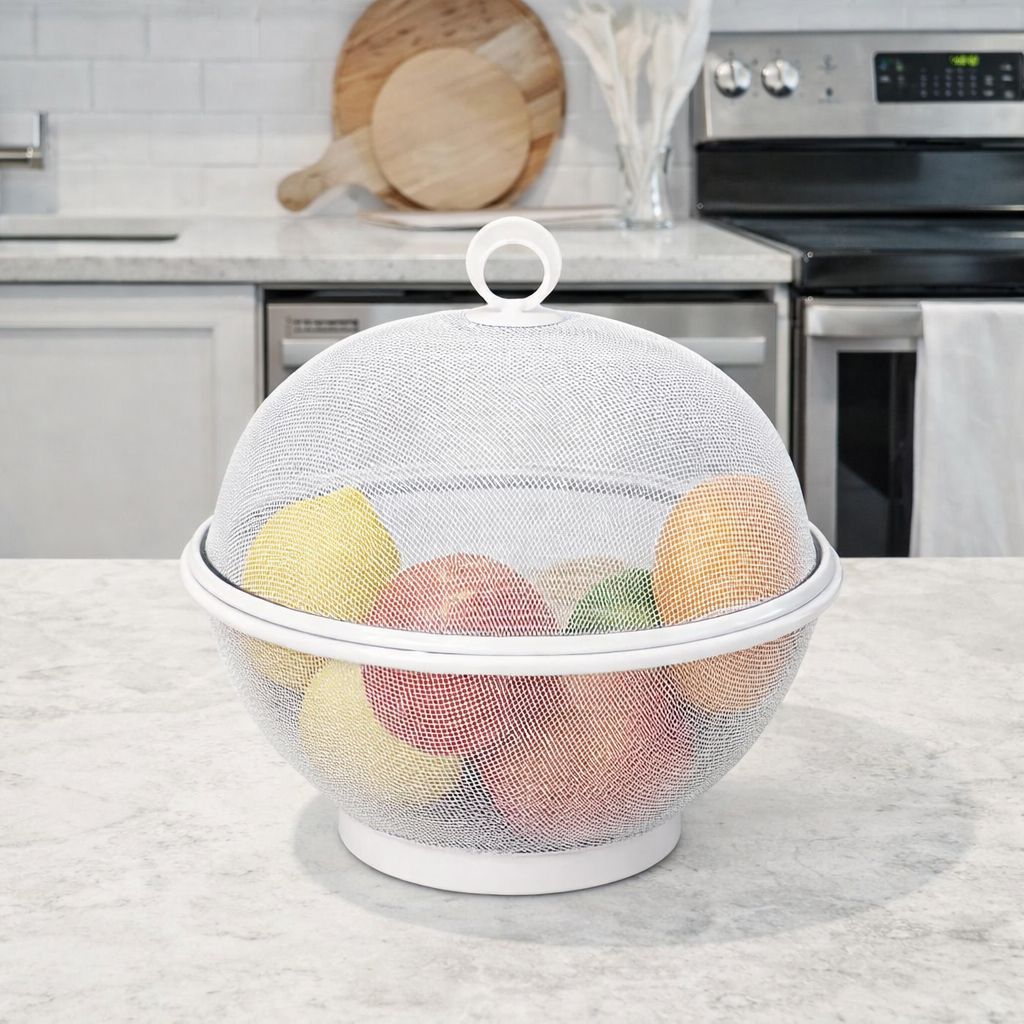 Fruteira De Mesa Telada Branca
