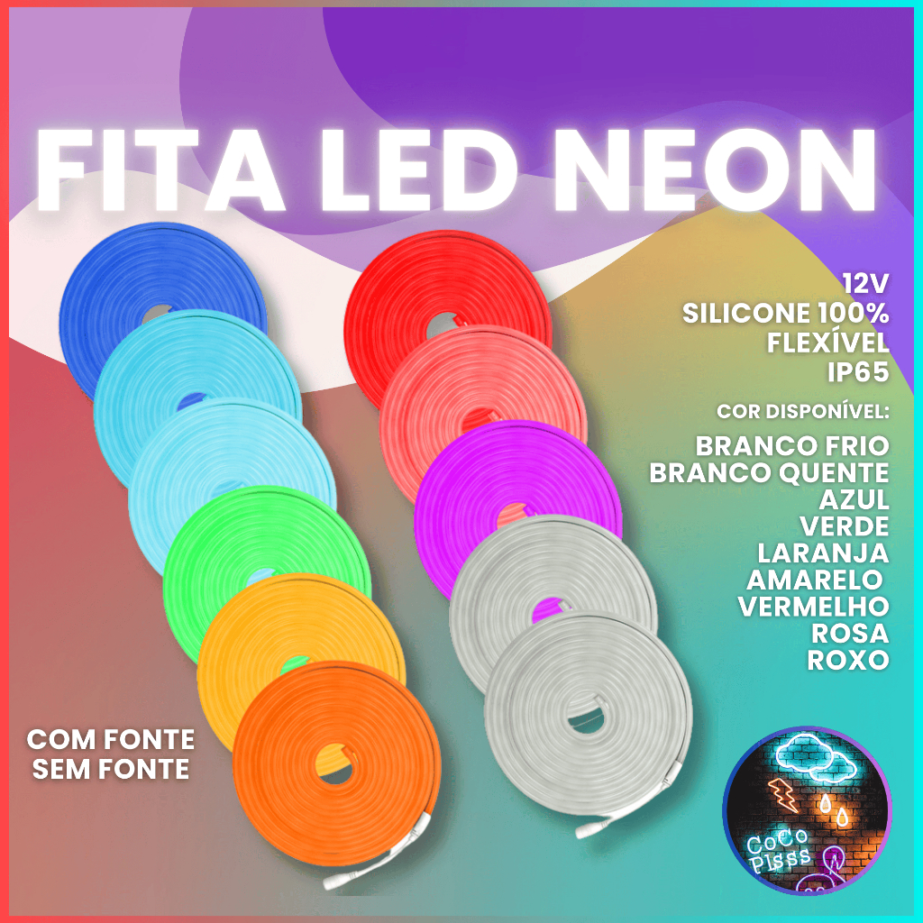 Fita Led Neon Alto Brilho 5m Corte 2,5cm Flexível