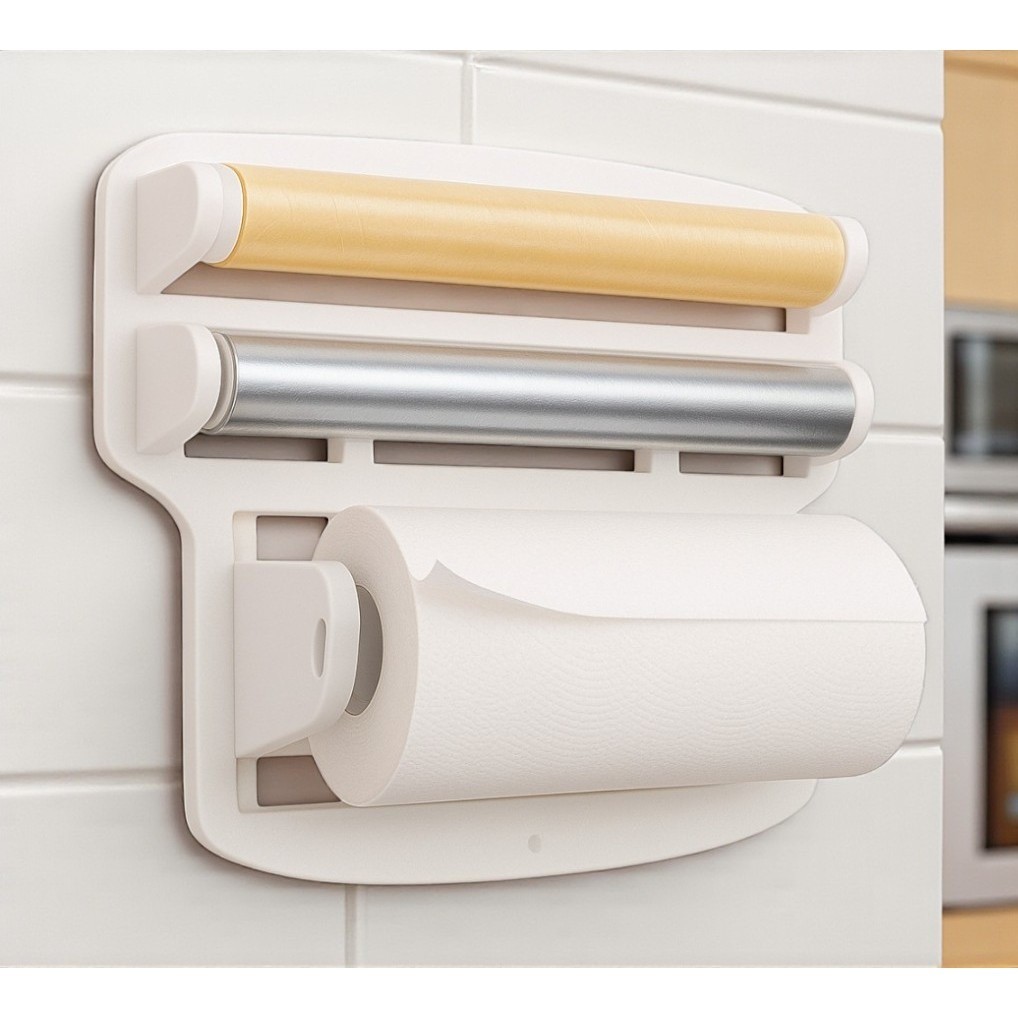 Porta Papel Toalha Triplo Suporte Rolos de Cozinha