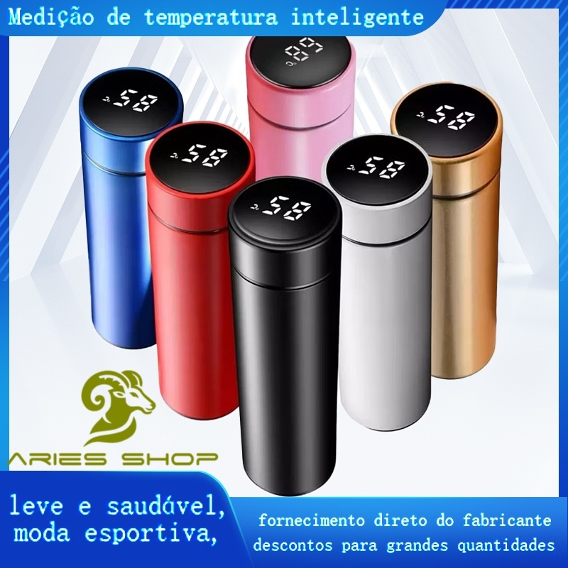 Garrafa Térmica Inox 500ml com Termômetro LED &#