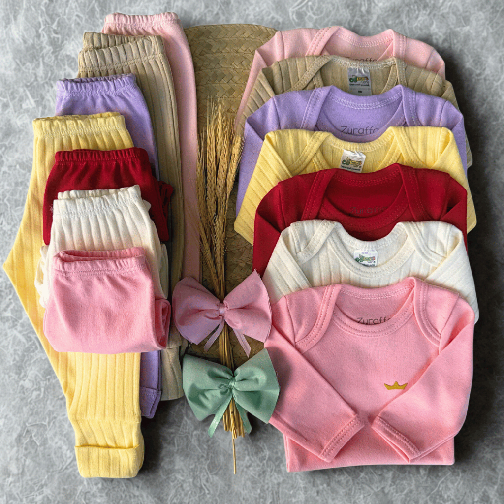 Kit 12 Peças Canelado Liso Menina Menino Verão P