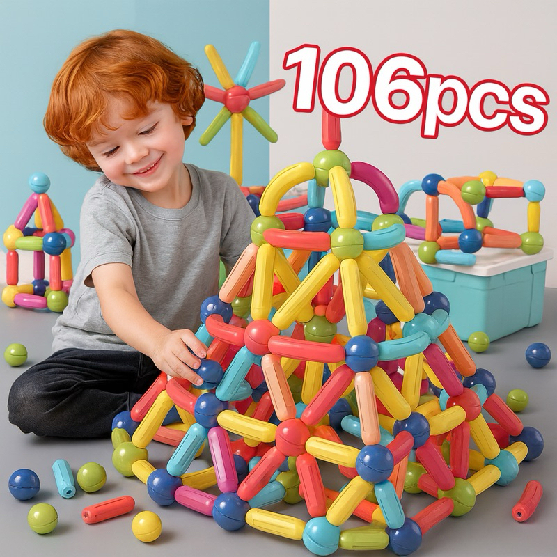 Blocos Magnéticos 106128 Peças Bolas e Bastões 