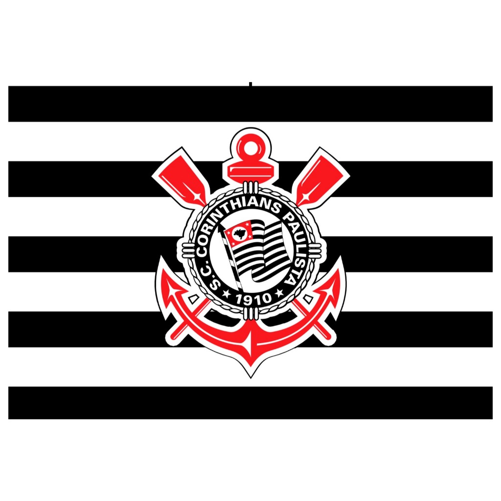 Bandeira Corinthias Tecido Oxford-Acabamento a Las