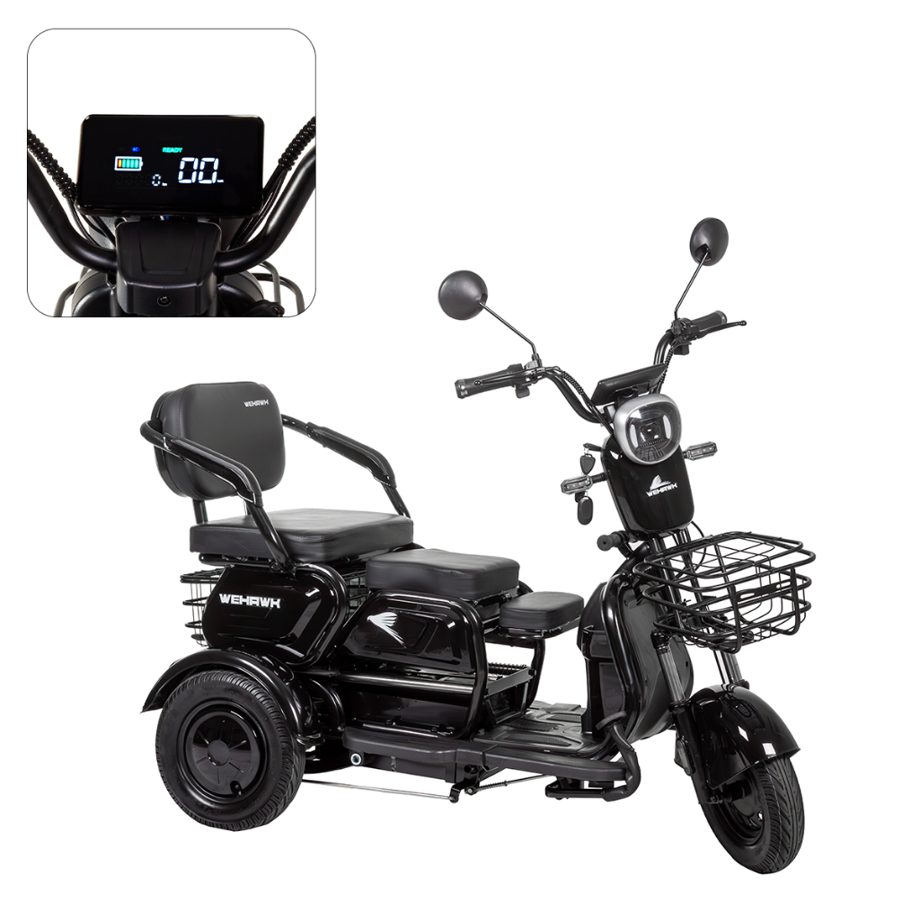 Triciclo Elétrico 800W para 3 Assentos Bateria de