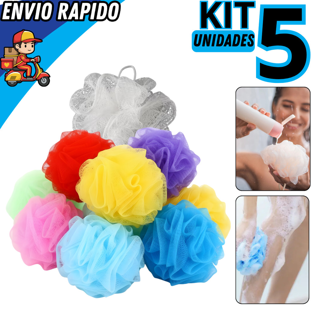 Kit 5,3 ou 1 Bucha Esponjas de Banho Nylon Macia E