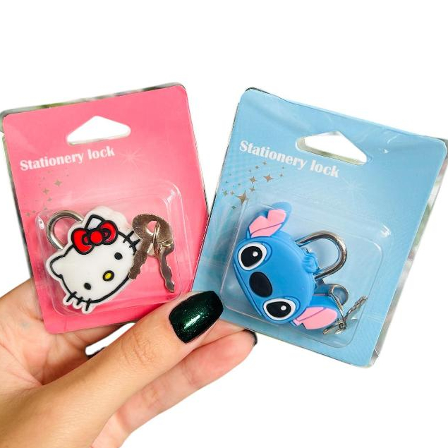 Cadeado Infantil Stitch e Hello Kitty Chave Reserv