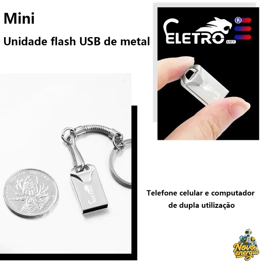 Mini pen drive USB portátil de metal de alta velo