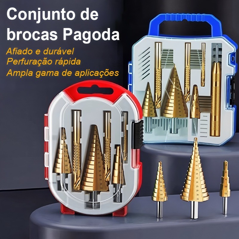 Broca Titânio Escalonada Amarela Aço / Broca Cor